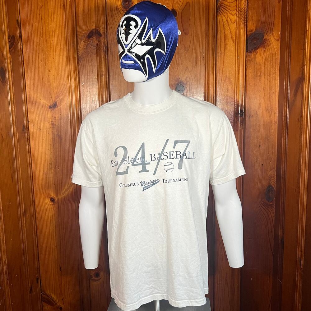 Gildan L Y2K Baseball T-Shirt White Regular
